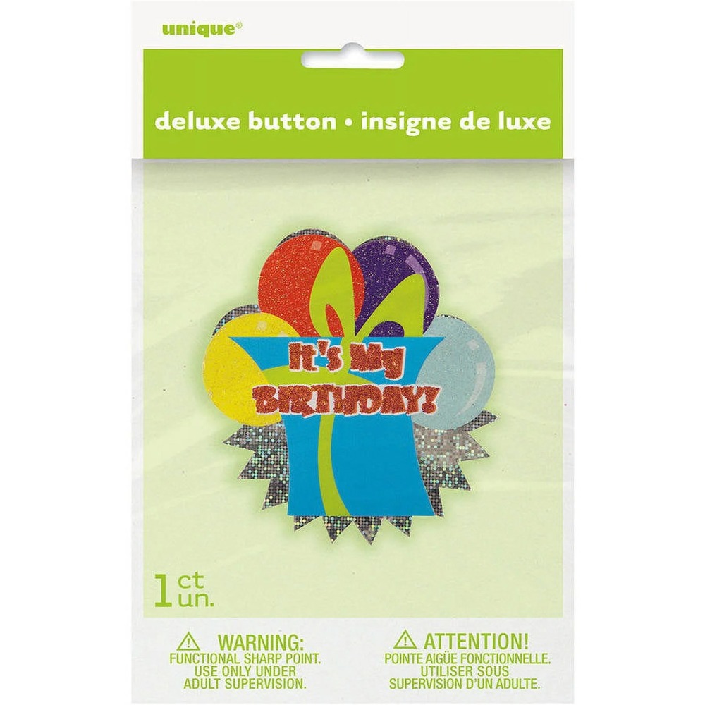It's My Birthday Button Pin Deluxe Large Birthday Badge Party Supplies